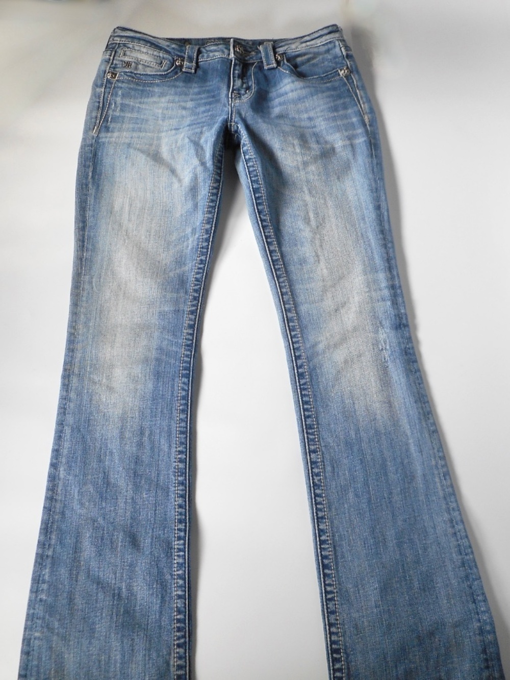 Miss Me Jeans Boot Cut Blue Denim 29 JP5330B2 Bejewel Wings Flap Distress 29x34 - Picture 7 of 15